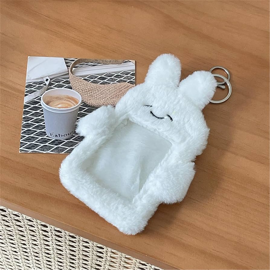 White Bunny Plush Photocard Holder - Image 2